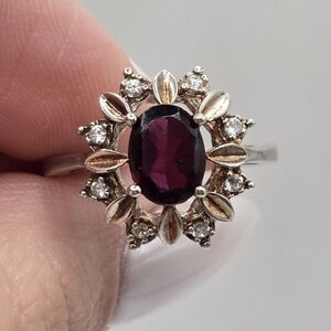 Pretty Sterling Silver and Garnet Gemstone Ring
